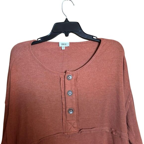 BKE Buckle Tunic Top Womens XL Orange Boho Button Detail Stretch Blouse - Picture 2 of 8
